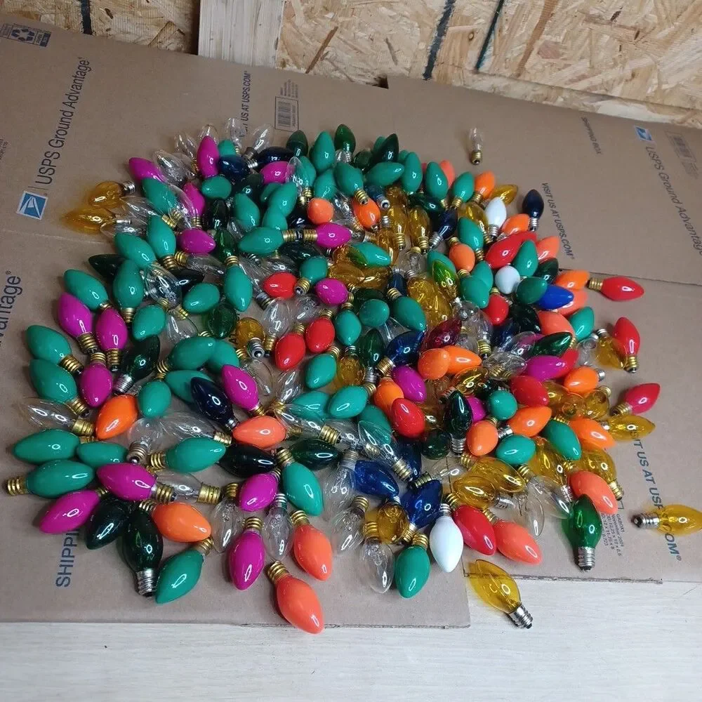 235 Lot Colored Christmas Light Bulbs - C 7 Show Light Multicolor Some Blink